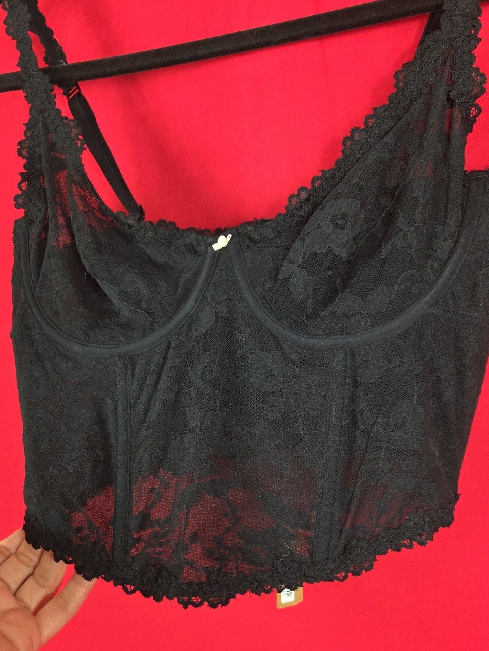 NEW SKIMS Stretch Lace Corset Black Size XL - Picture 4 of 9